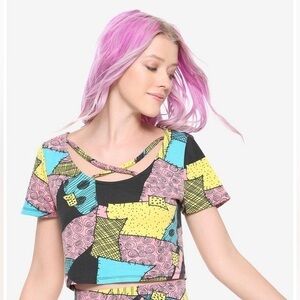 The Nightmare Before Christmas Sally Pattern Crop Top size medium